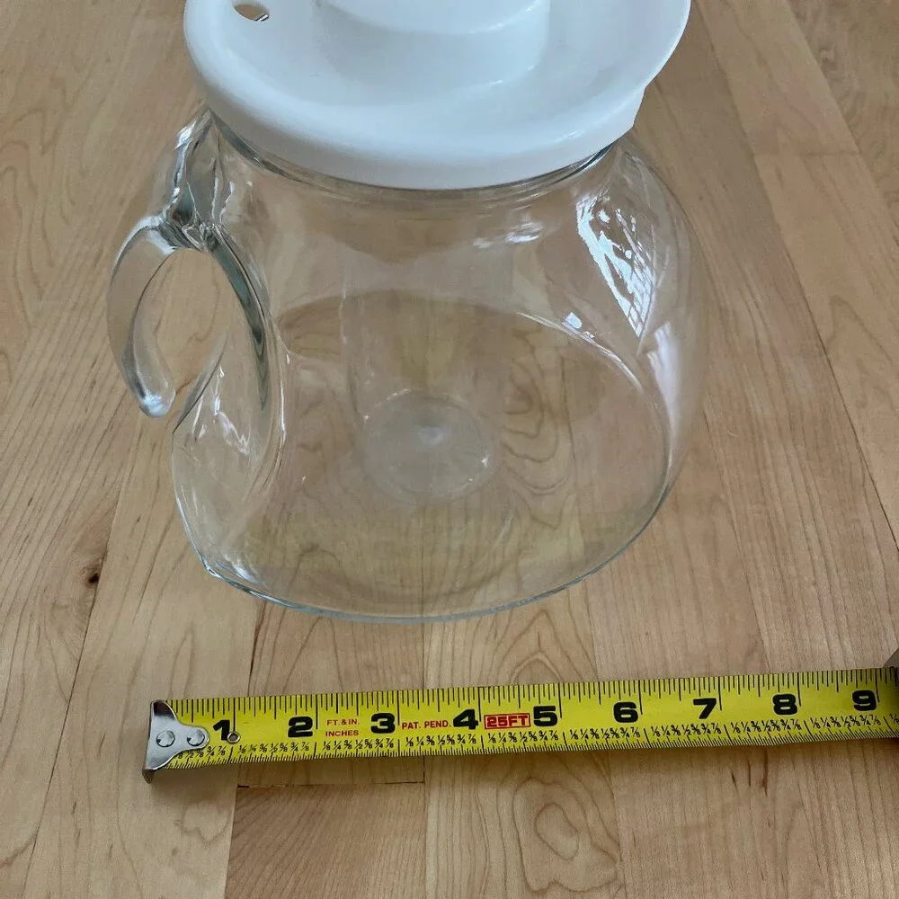 2 Crate & Barrel Iced Tea/Lemonade Glass Pitcher with Ice Insert and White Lid